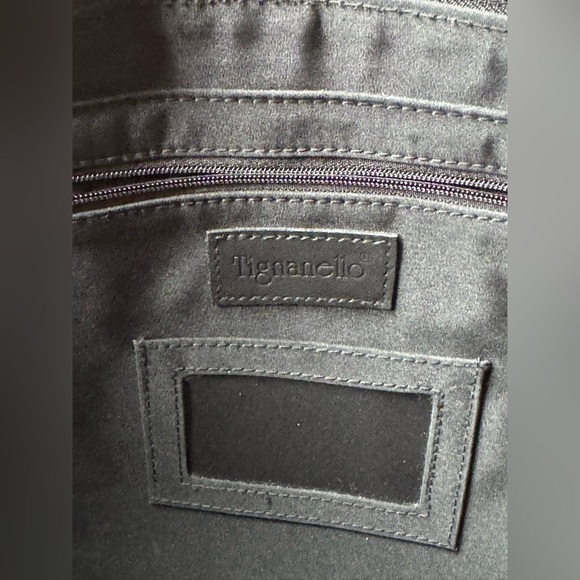 Tignanello Soft Black Leather Business Tote purse bag - Picture 4 of 10
